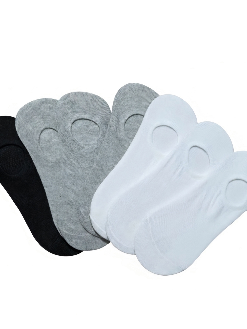 NEW No-Show Liner Socks - Black, Gray & White (7 Pairs)